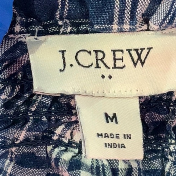 J. Crew Factory Plaid smocked ruffleneck top in Ansley blue wash size medium - Picture 4 of 10